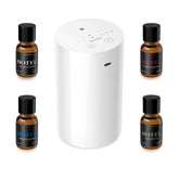 ScentBots vista frontal del difusor y accesorios, muestra kit completo y portabilidad