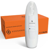 SCENTSATION vista frontal difusor blanco elegante y discreto mejora estética