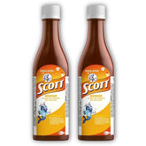 Emulsion de Scott vista frontal del pack de 2 botellas, identificación clara y práctico