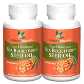 SEABUCKWONDERS frasco delantero mostrando 120 softgels y aporte de 60 días