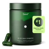 Seed empaque frontal del DS-01 mostrando el sello vegano y beneficio de uso diario