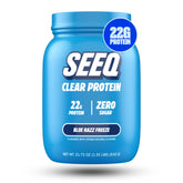 SEEQ empaque frontal Blue Razz, muestra sabor y beneficio refrescante