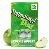 Shrumfuzed empaque frontal con etiqueta nuevo sabor Eden's Applez y mejor experiencia