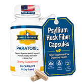 Simple Promise Paratoxil frasco frontal mostrando cápsulas y beneficios de conveniencia