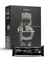 Science in Sport paquete frontal naranja mostrando chews y beneficios