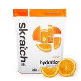 Skratch Labs bote frontal en naranja mostrando diseño y ventaja natural