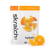 Skratch Labs frente del envase naranja mostrando el diseño y porciones