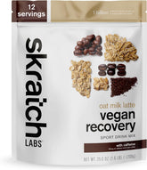 Skratch Labs envase frontal oat milk latte, identificación clara del producto y beneficio