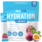 SkyMD frente del empaque mostrando sabor pasión frutal y beneficios
