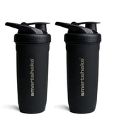 Smartshake Reforce vista frontal del pack de dos botellas negras, ideal para gimnasio