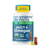 SmartyPants frasco frontal con gomitas orgánicas, muestra la presentación y conveniencia