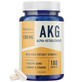 SMNutrition AKG vista frontal del frasco, clara identificación y beneficios