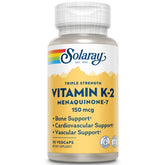 Solaray envase frontal K2 MK‑7 mostrando etiqueta y beneficios visibles