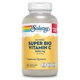 Solaray frasco frontal de vitamina C 1000 mg mostrando cantidad y cápsulas