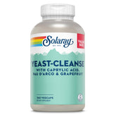 SOLARAY frasco frontal del Yeast Cleanse mostrando el envase reciclado y duración