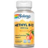 SOLARAY frasco frontal del suplemento B12 con etiqueta clara y beneficio de apoyo nutricional