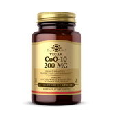 Solgar envase frontal mostrando CoQ-10 200 mg y beneficios claros