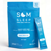 Som Sleep frontal del paquete mostrando sobres y beneficios