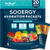 Sooergy frente del empaque mostrando 20 sticks y beneficios rápidos