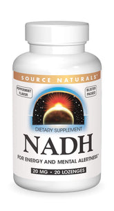 Source Naturals envase frontal mostrando 20 pastillas y beneficios de energía