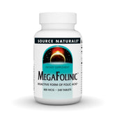 Source Naturals envase frontal de MegaFolinic mostrando etiqueta y beneficios