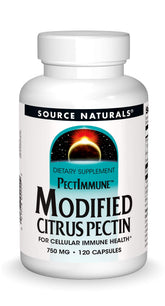 Source Naturals PectImmune frente del envase mostrando 120 cápsulas y beneficio de dosificación clara