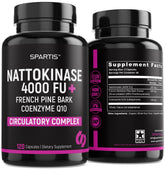 SPARTIS frasco frontal con nattokinase y CoQ10 mostrando sello de calidad