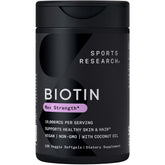 Sports Research frasco delantero que muestra 120 veggie softgels y claridad de ingrediente