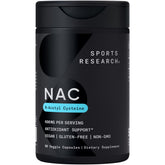Sports Research frasco frontal NAC 600 mg mostrando etiqueta clara y beneficios
