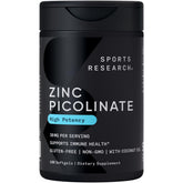 Sports Research frontal de caja y botella mostrando 180 softgels y beneficio de suministro prolongado