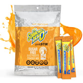 Sqwincher paquete frontal naranja mostrando 50 sobres para hidratación rápida