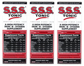 S.S.S. CO. frontal pack de 3 mostrando envases y conveniencia