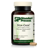 Standard Process Min-Chex envase frontal muestra identidad y dosis clara