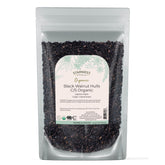 Starwest Botanicals bolsa frontal mostrando cáscara de nogal negro orgánica y tamaño 4 oz