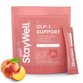 stay-well-naturals empaque frontal mostrando sabor durazno y beneficio de control del apetito