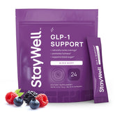 Stay-Well Naturals envase frontal mostrando sabor Mixed Berry y beneficio control apetito