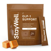 Stay-Well Naturals envase frontal del Slim Coffee que muestra la marca y sabor caramelo