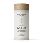 Stonehenge Health frasco frontal mostrando etiqueta y beneficio de omega-3