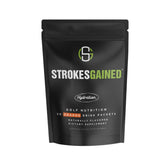 Strokes Gained frente del empaque mostrando 20 sobres y diseño naranja