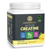 Sunwarrior envase frontal del creatine mostrando marca y sabor limonada para confianza