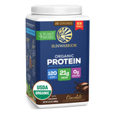 Sunwarrior envase frontal Chocolate Warrior Blend mostrando presentación y beneficios