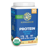 Sunwarrior envase frontal Warrior Blend vainilla, vista clara del producto beneficioso