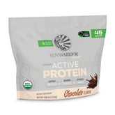 Sunwarrior vista frontal del envase mostrando sabor y raciones
