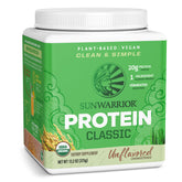 Sunwarrior frente del envase mostrando diseño y cantidad 750 g, claridad en ingredientes