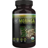 SUPREME HERBALS frasco frontal de cápsulas de moringa, presentación clara y práctica
