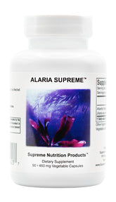 Supreme Nutrition Alaria Supreme frasco frente mostrando 90 cápsulas y etiqueta clara