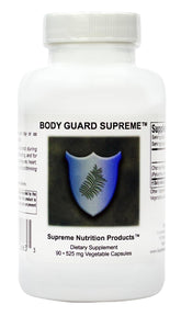 Supreme Nutrition Body Guard Supreme frasco frontal mostrando diseño y cantidad