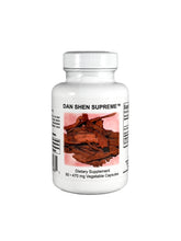 Supreme Nutrition frasco Dan Shen Supreme frontal muestra etiqueta y cantidad, confianza en pureza