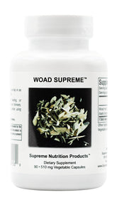 Supreme Nutrition Woad Supreme vista frontal del frasco que muestra 90 cápsulas y presentación limpia