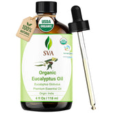 SVA ORGANICS botella de eucalipto al frente, presentación orgánica y práctica